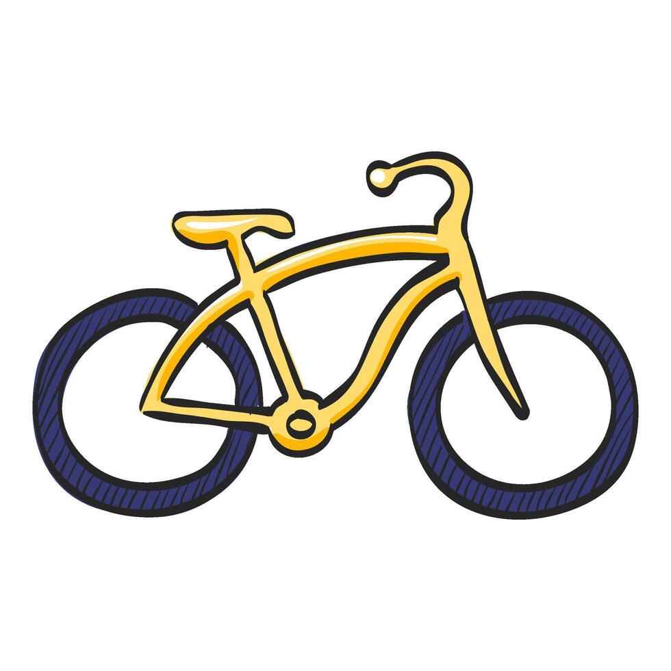 Low rider bicycle icon in hand drawn color vector illustration