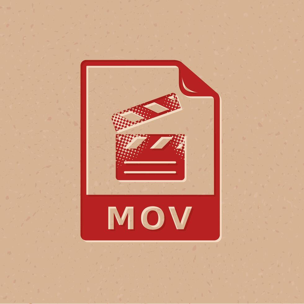 vídeo archivo formato trama de semitonos estilo icono con grunge antecedentes vector ilustración