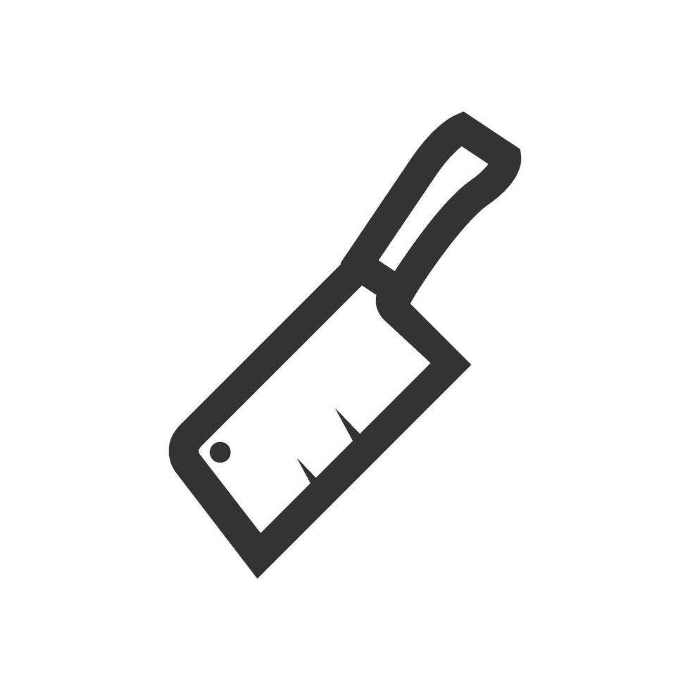 Butcher knife icon in thick outline style. Black and white monochrome vector illustration.