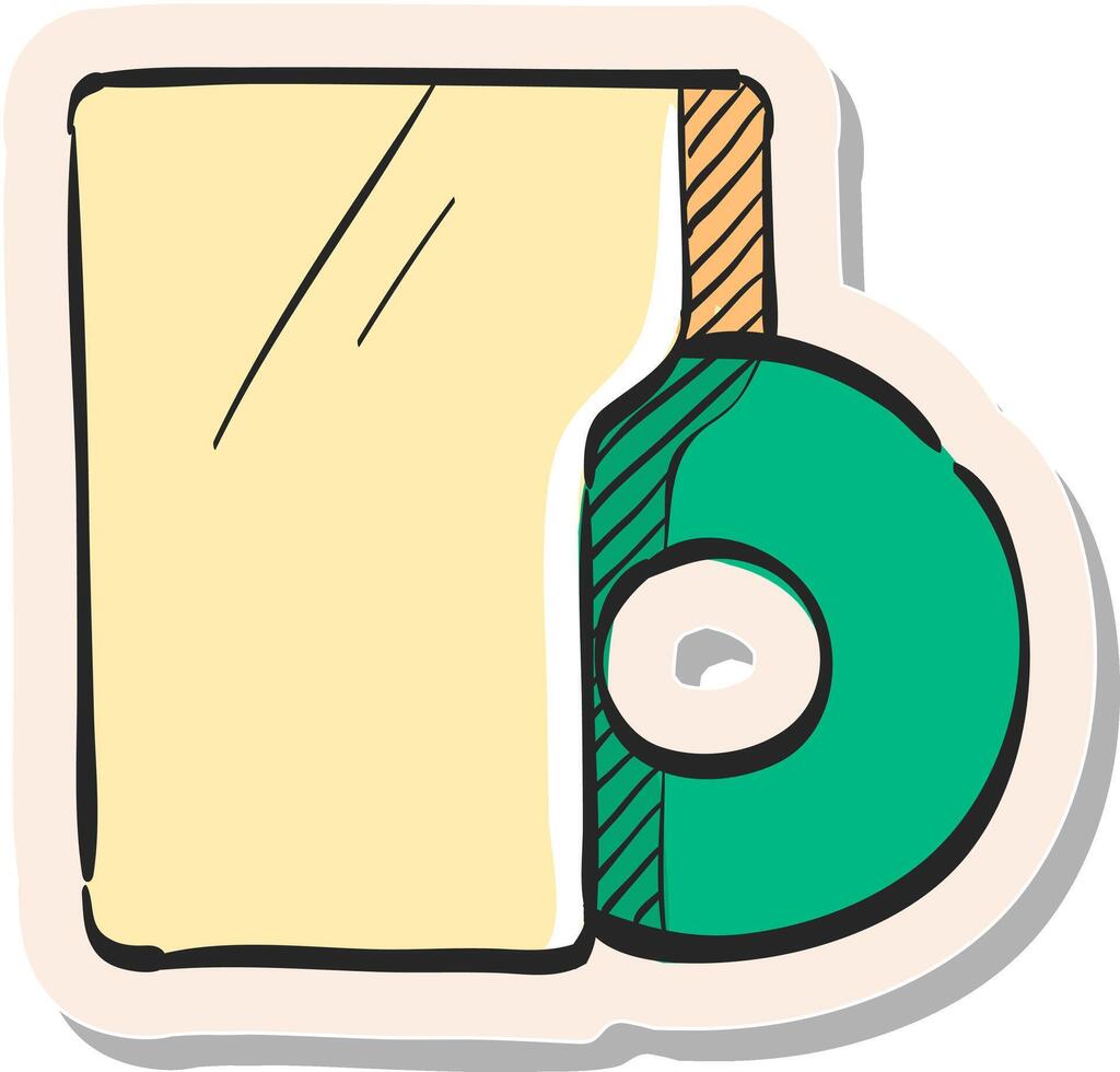 Hand drawn Music album icon in sticker style vector illustration