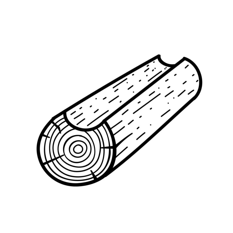 Cabin wood log. Hand drawn vector illustration. Editable line stroke