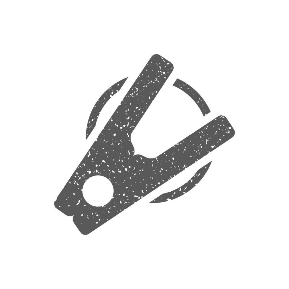 Clothes peg icon in grunge texture vector illustration