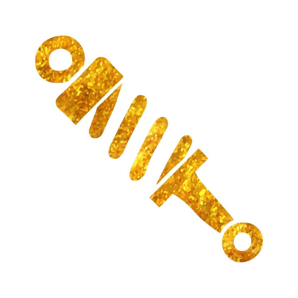 Hand drawn Shock absorber icon in gold foil texture vector illustration
