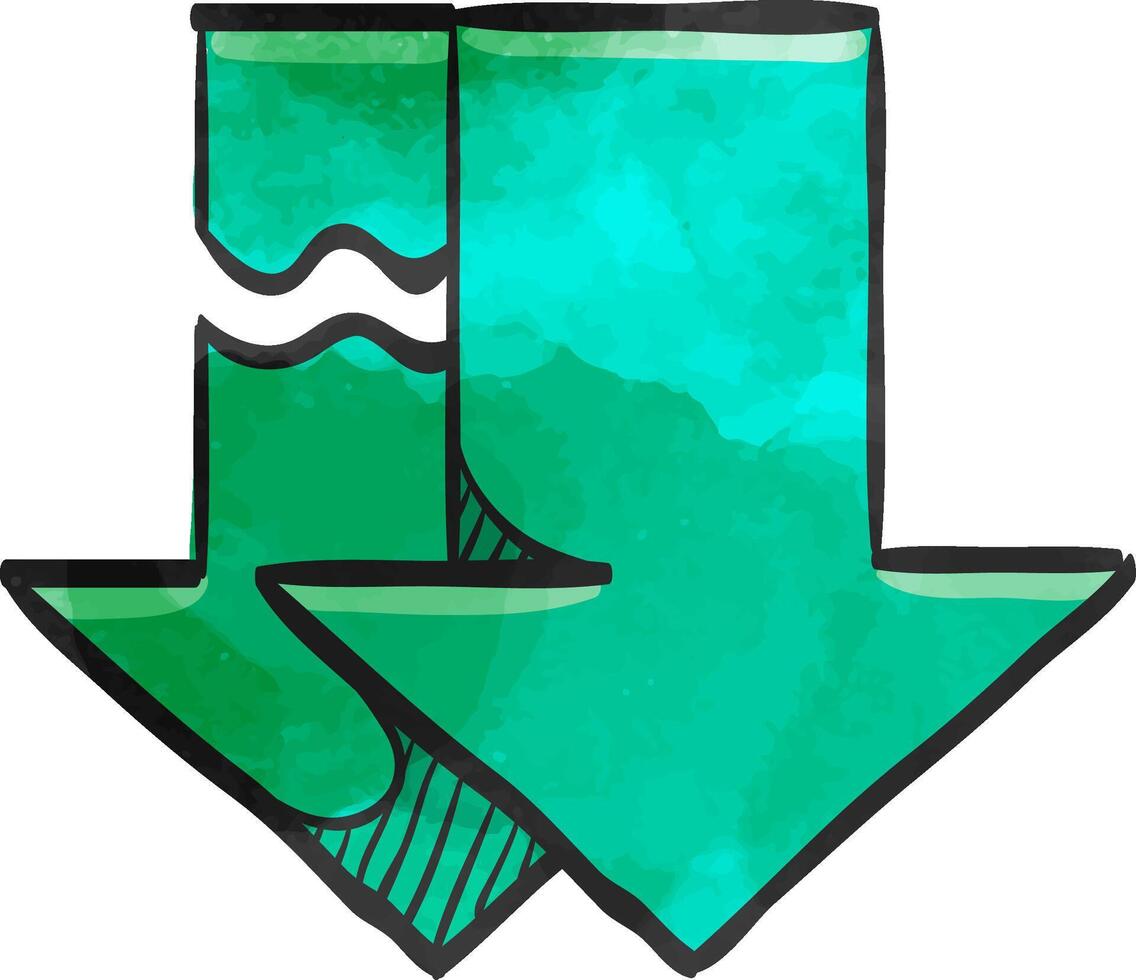 Download arrow icon in watercolor style. vector