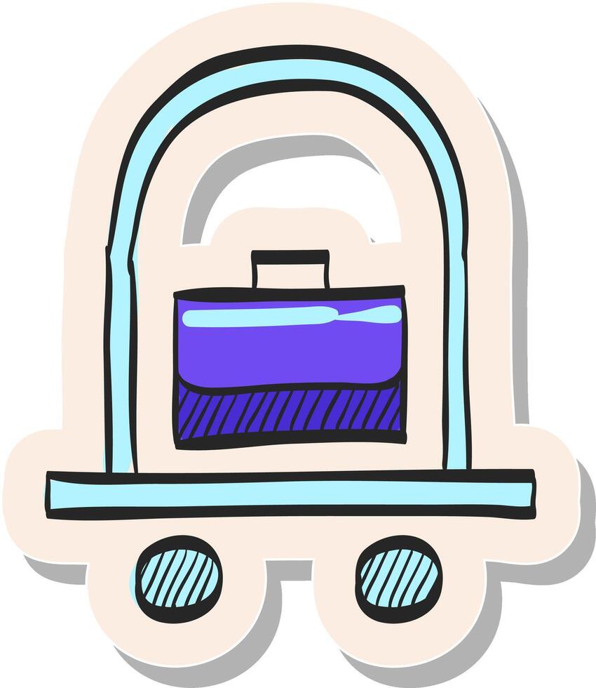 Hand drawn Hotel trolley icon in sticker style vector illustration