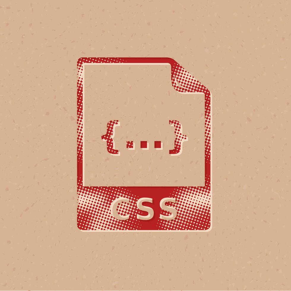 Css file format halftone style icon with grunge background vector illustration