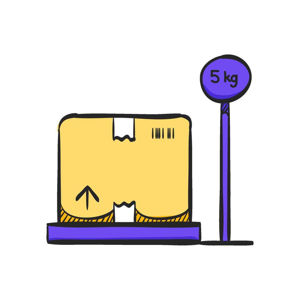 Logistic scale icon in hand drawn color vector illustration