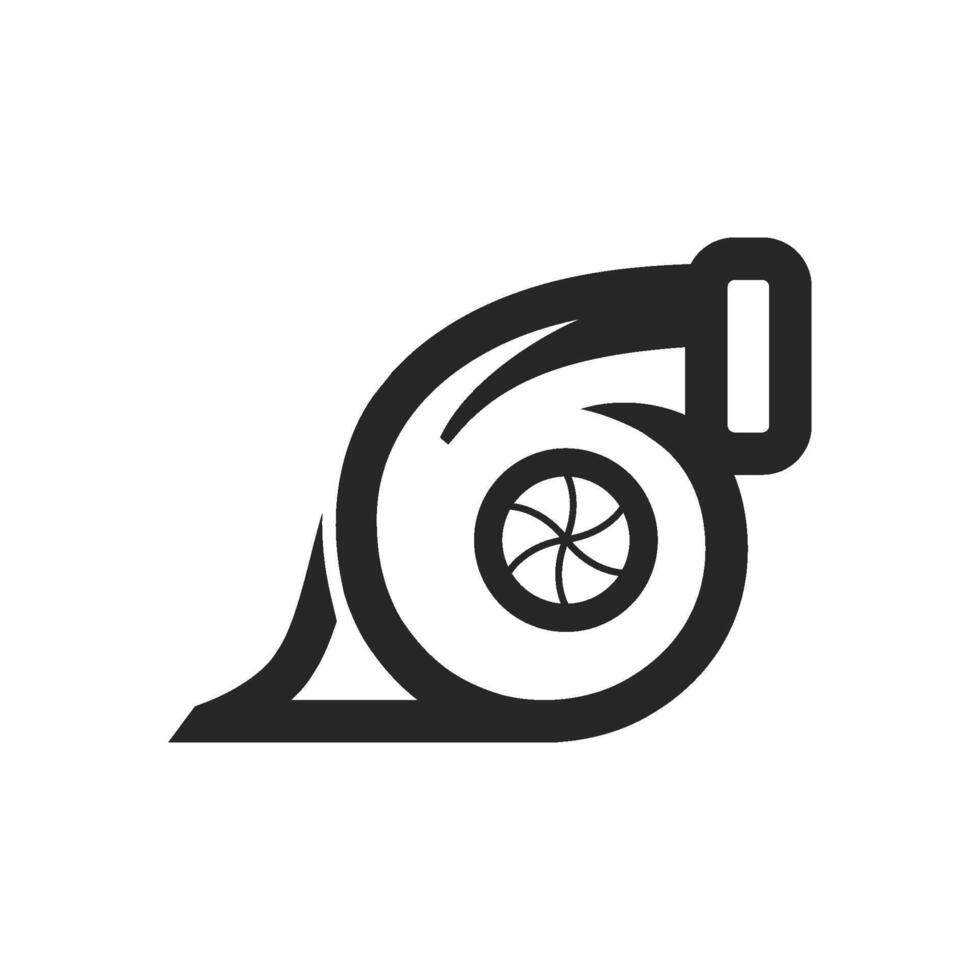 Turbo charger icon in thick outline style. Black and white monochrome vector illustration.