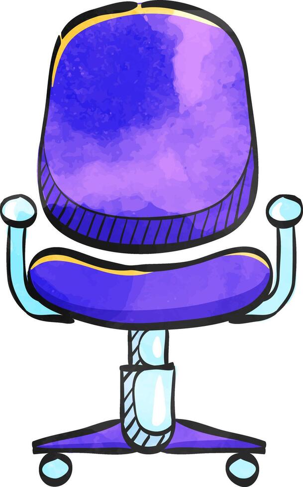 Office chair icon in color drawing. Business supply furniture comfort work vector