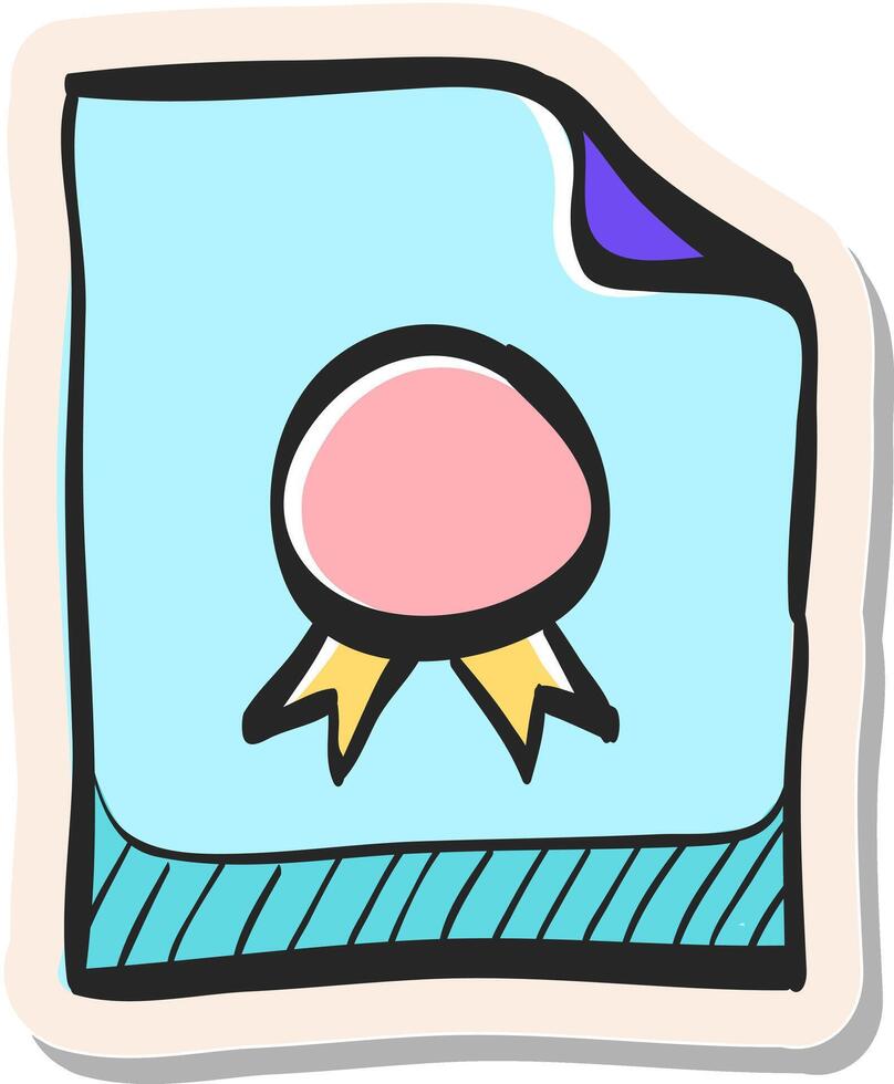 Hand drawn Contract document icon in sticker style vector illustration