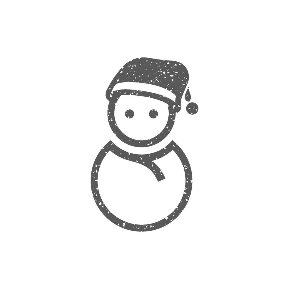 Snowman icon in grunge texture vector illustration