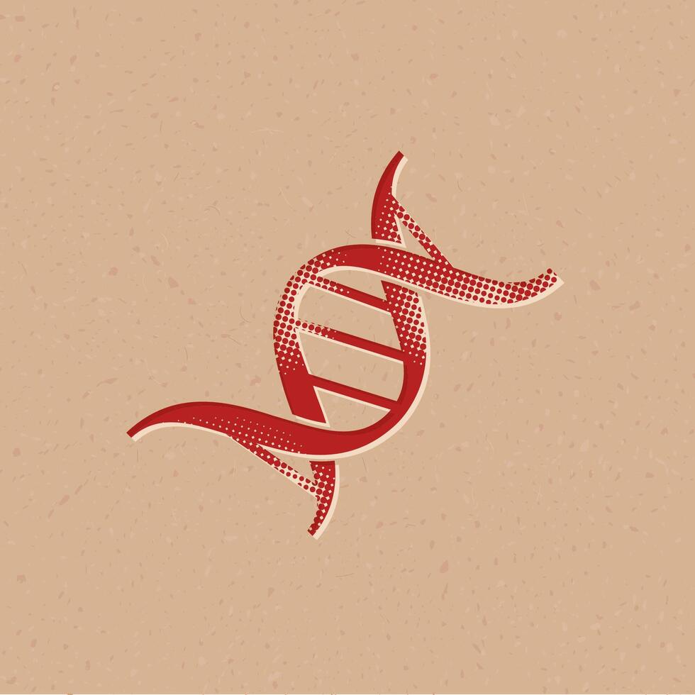 Dna strand halftone style icon with grunge background vector illustration
