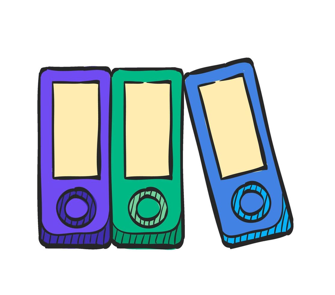Office folder icon in hand drawn color vector illustration