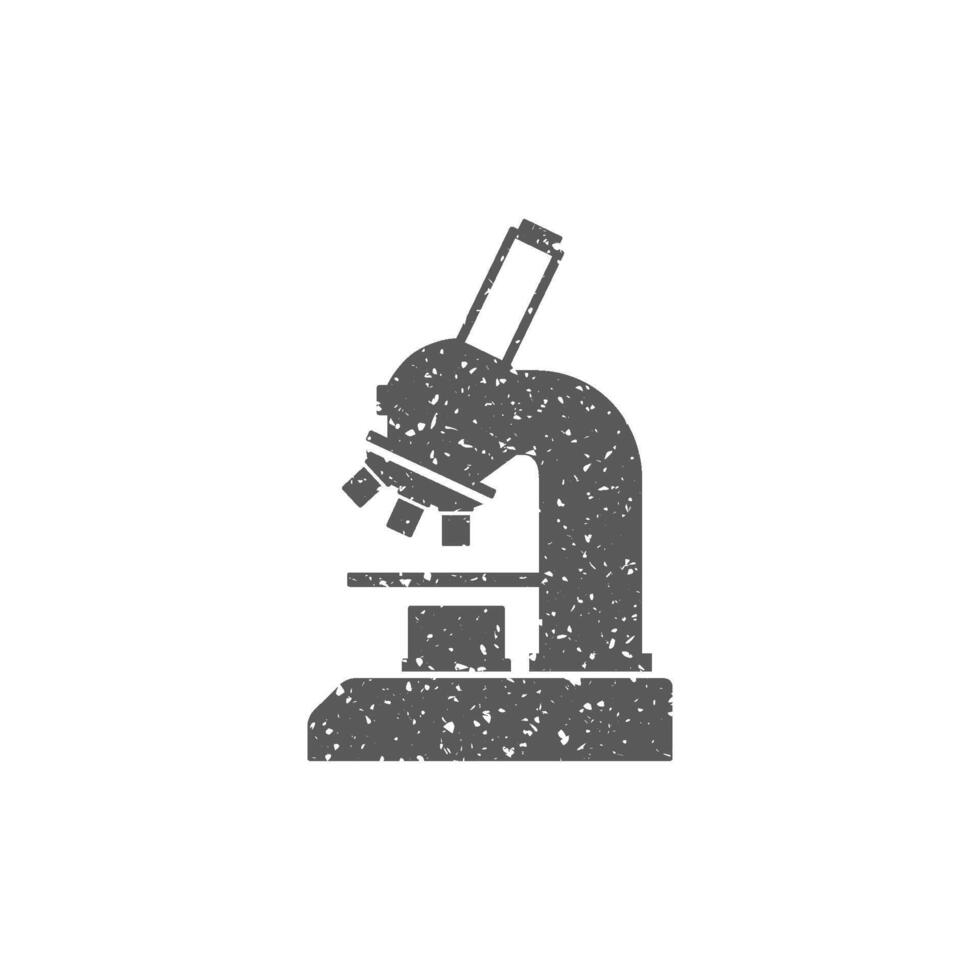 Microscope icon in grunge texture vector illustration