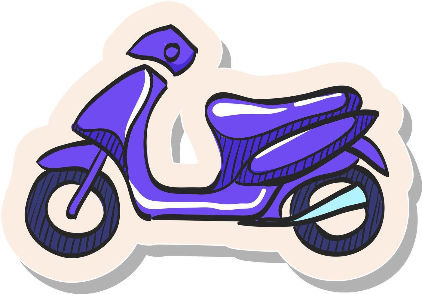 mano dibujado motocicleta icono en pegatina estilo vector ilustración