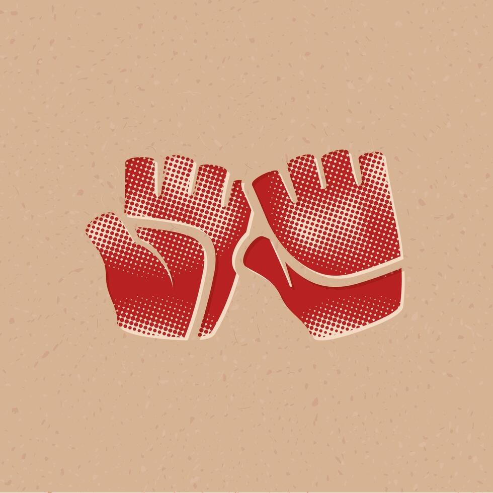 Sport gloves halftone style icon with grunge background vector illustration
