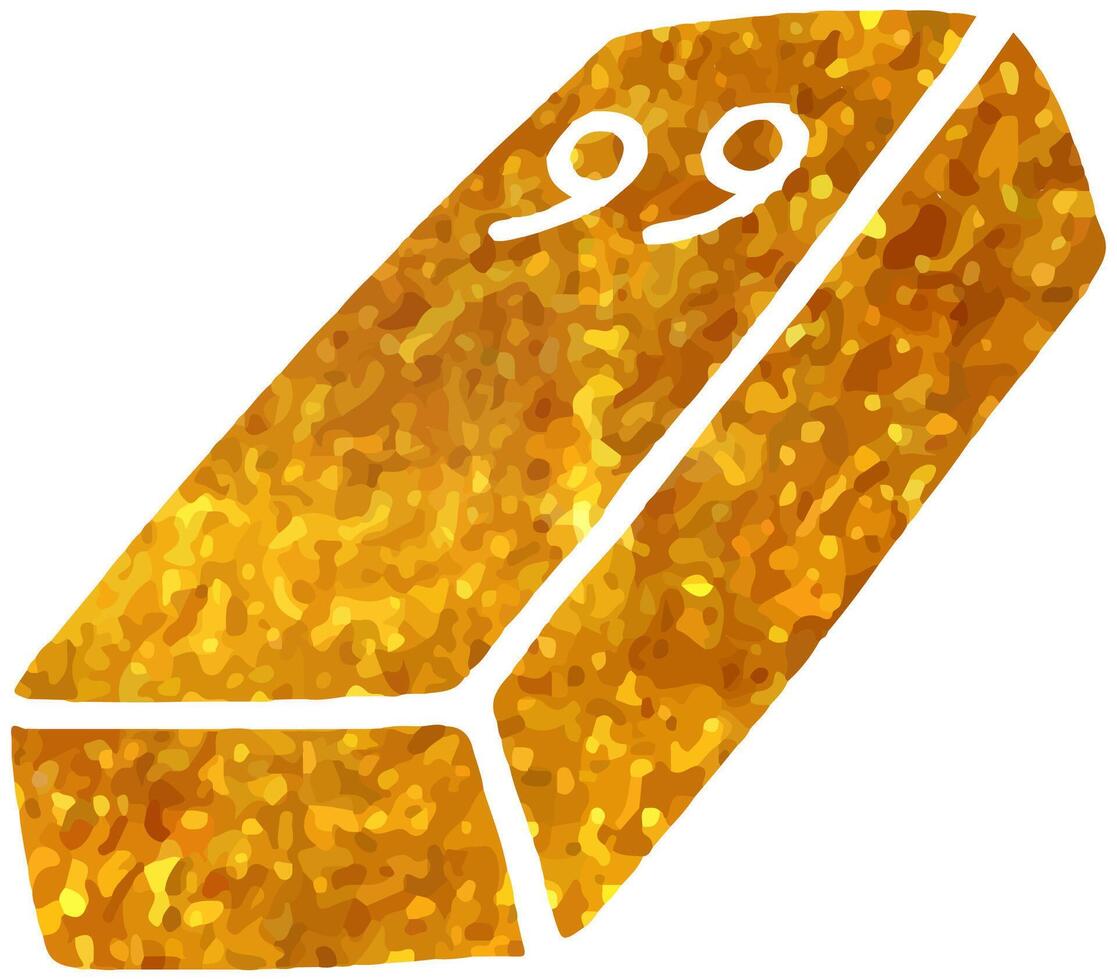 gold bar icon in gold texture. hand drawn vector illustration