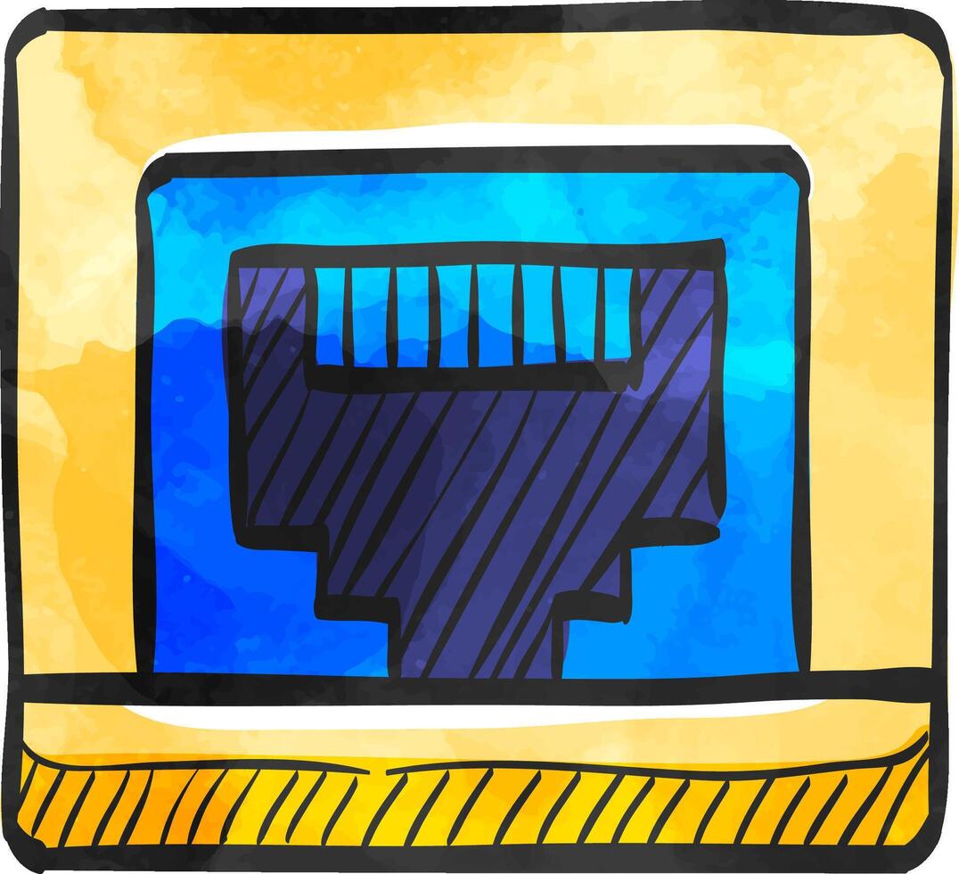 Local area connector icon in color drawing. Computer network internet connection broadband infrastructure vector