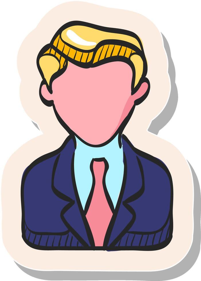 Hand drawn Businessman icon in sticker style vector illustration