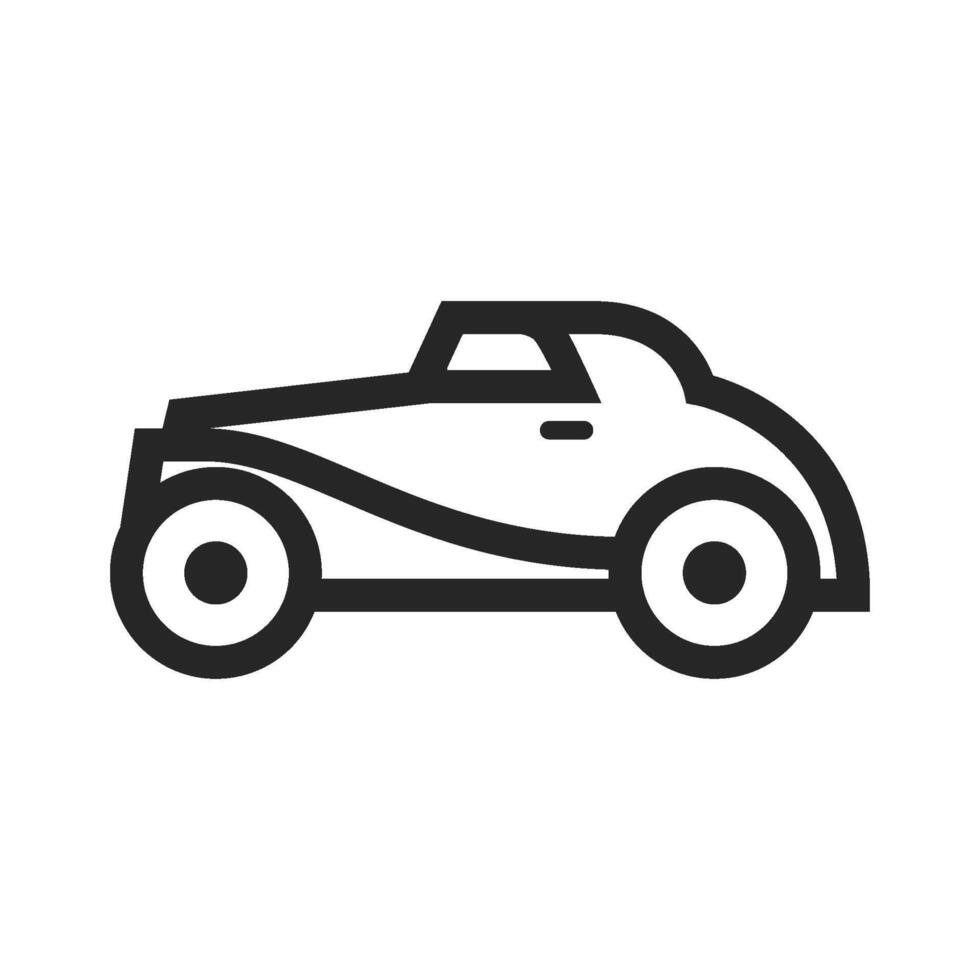 Vintage car icon in thick outline style. Black and white monochrome vector illustration.