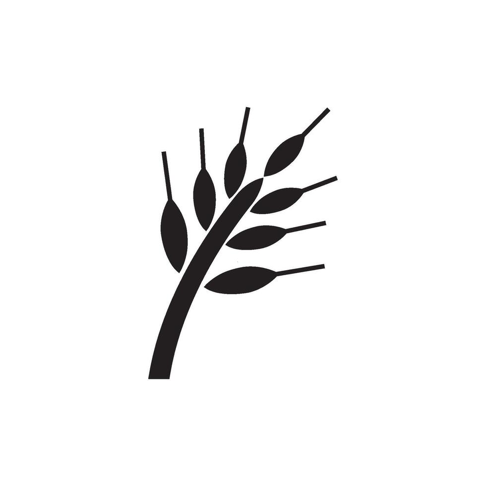 Wheat icon in thick outline style. Black and white monochrome vector illustration.