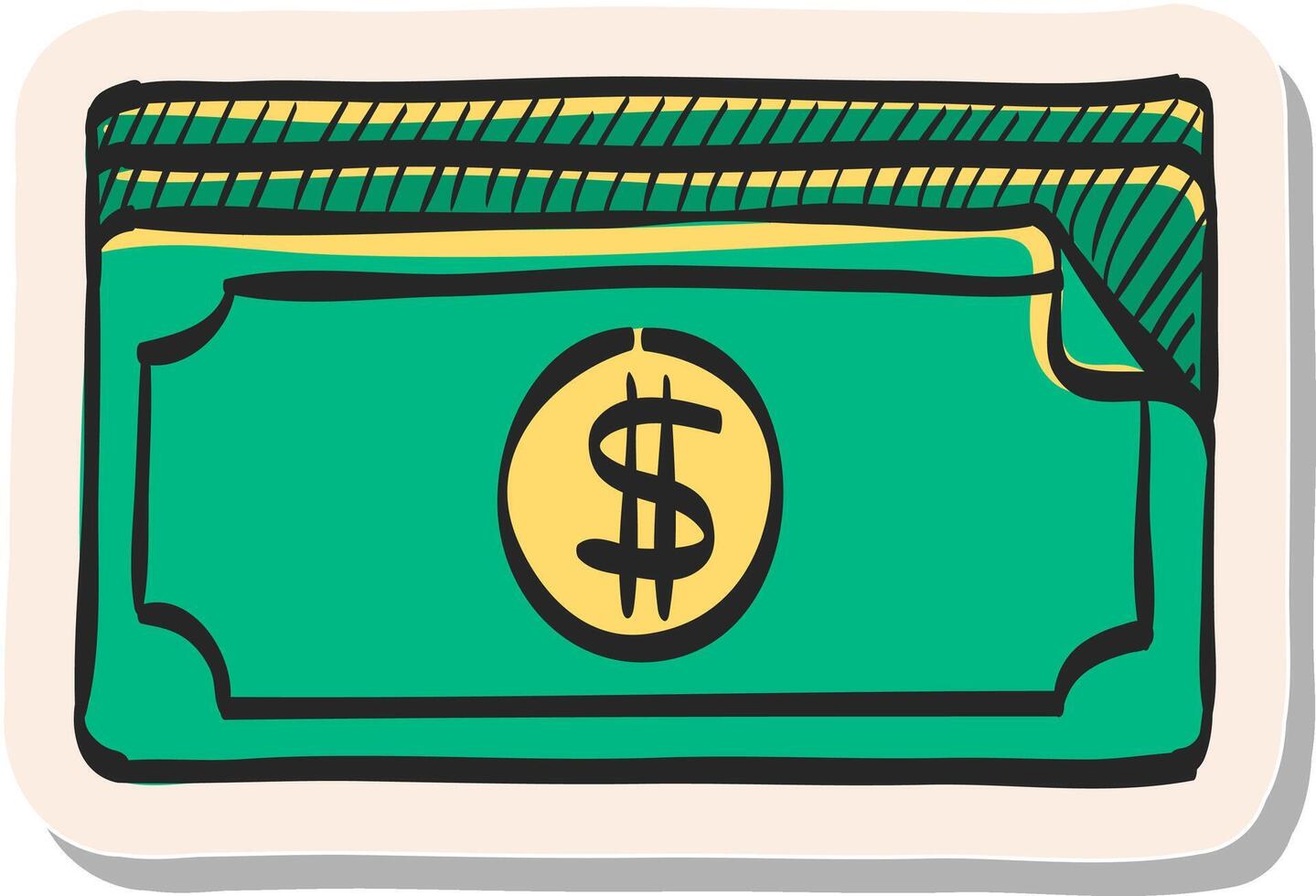 Hand drawn Money icon in sticker style vector illustration