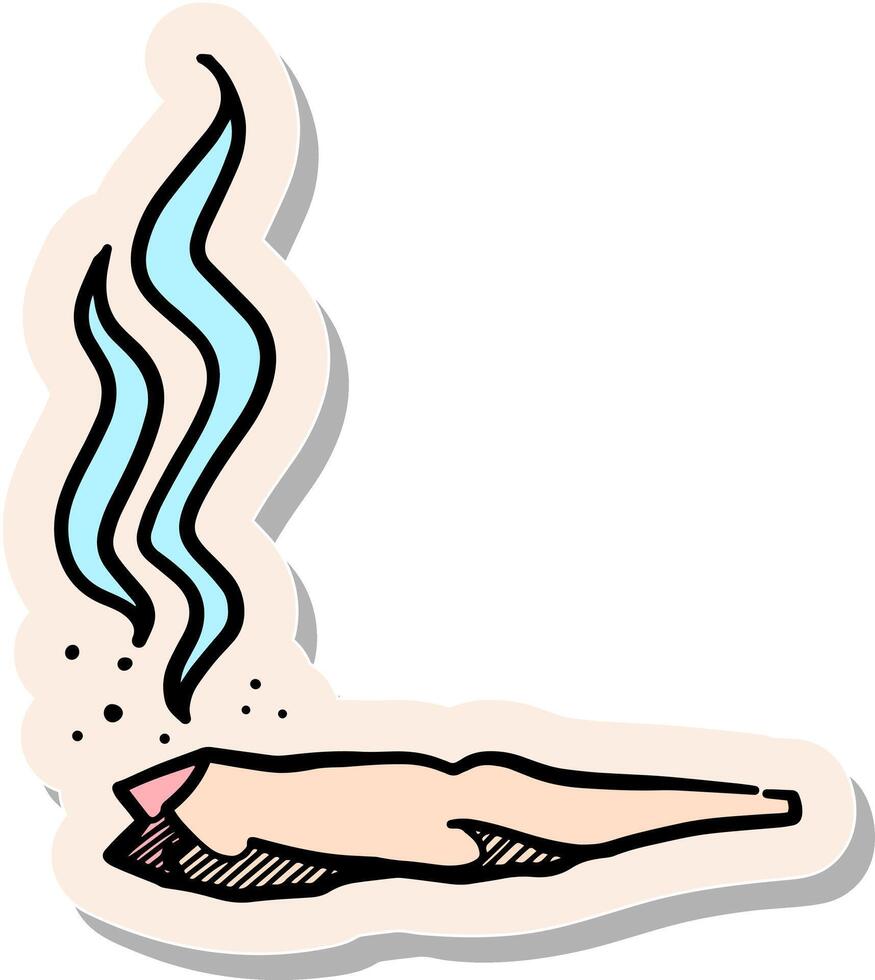 Hand drawn sticker style Ganja smoke icon vector illustration