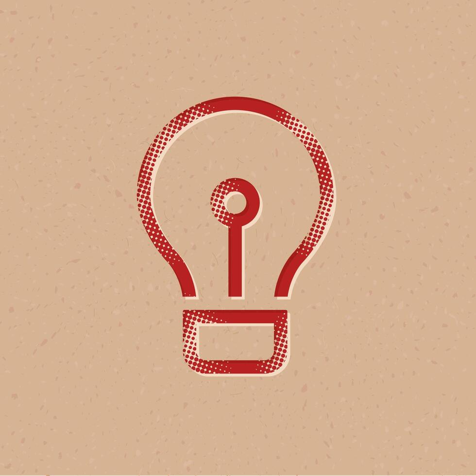 Light bulb halftone style icon with grunge background vector illustration