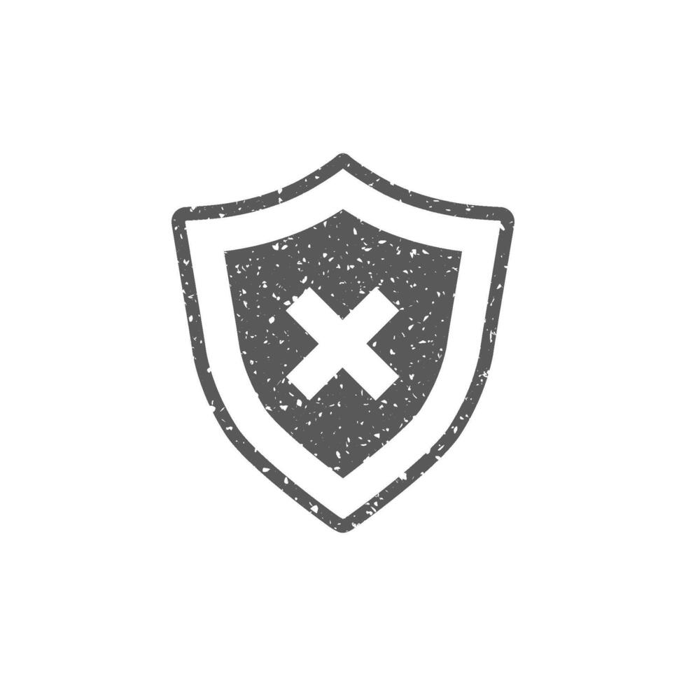 Shield icon in grunge texture vector illustration