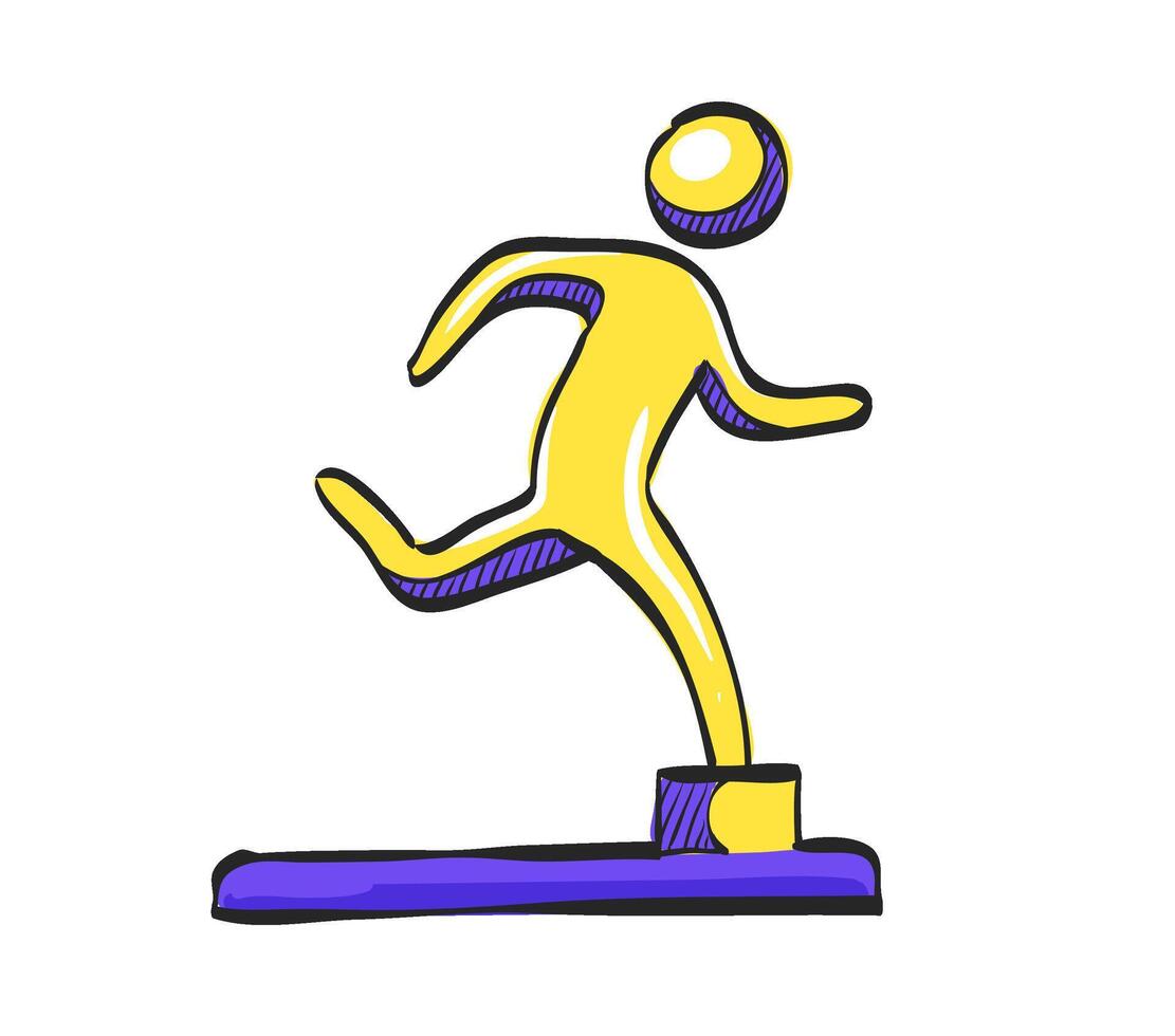 Athletic trophy icon in hand drawn color vector illustration