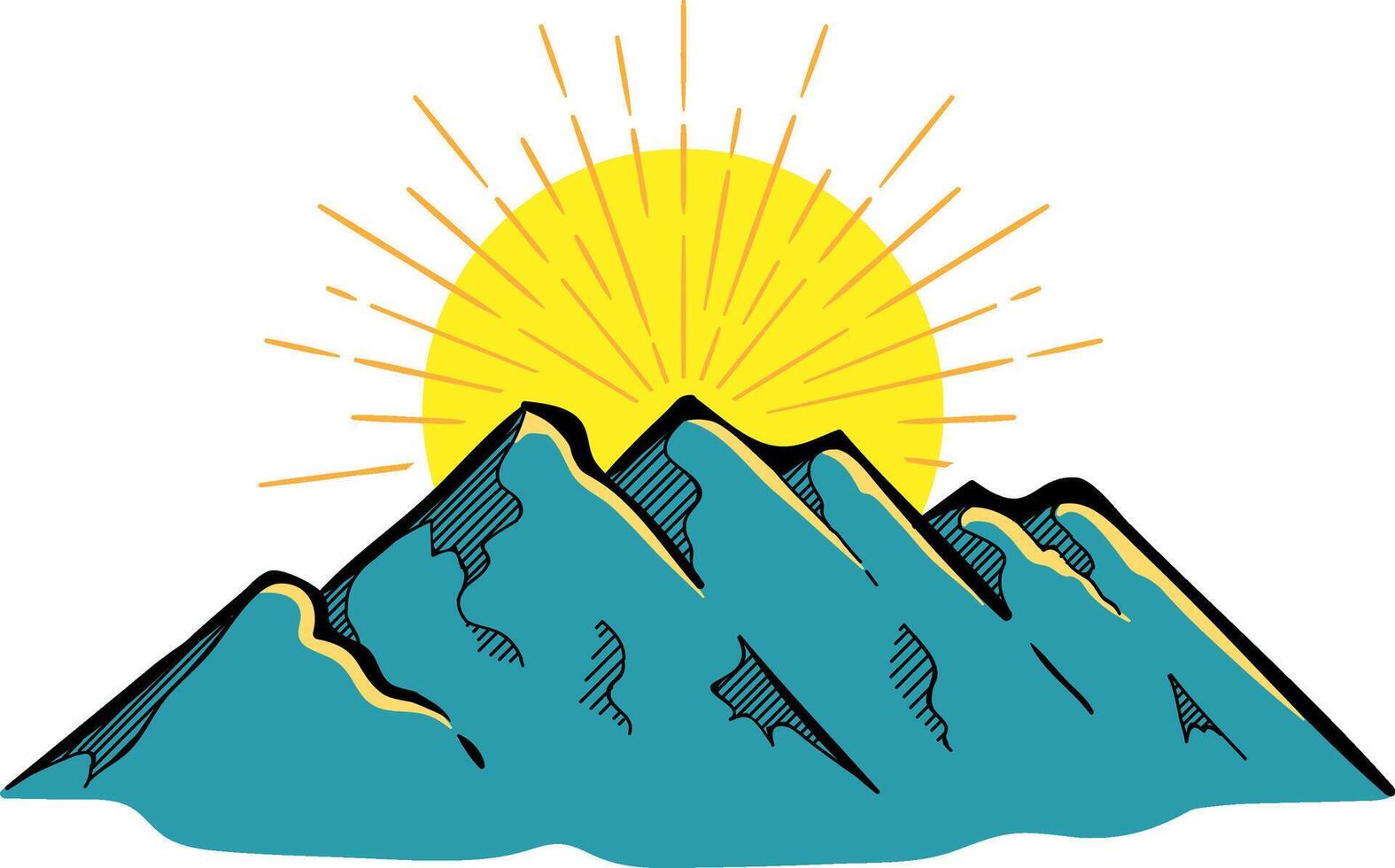 Hand drawn mountains color vector illustration