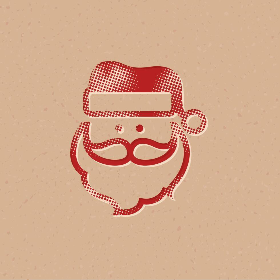 Santa claus head halftone style icon with grunge background vector illustration