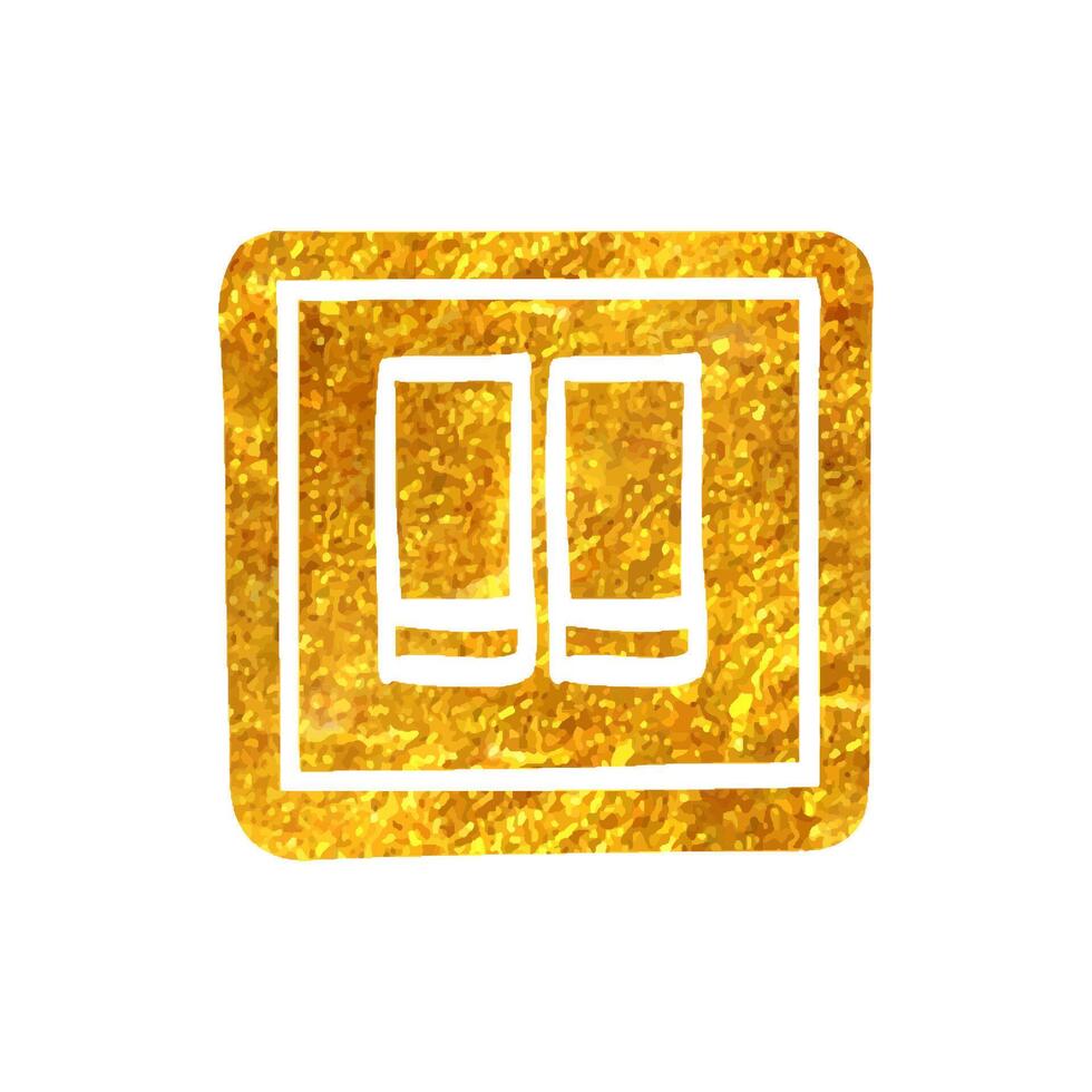 Hand drawn Electric switch icon in gold foil texture vector illustration