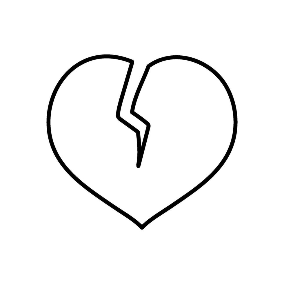 Broken heart shape icon. Hand drawn vector illustration. Editable line stroke.