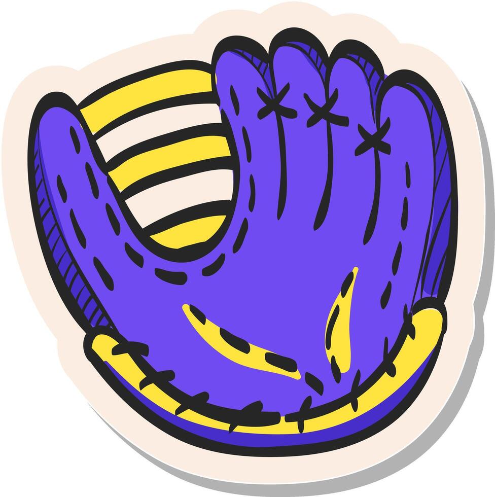 mano dibujado béisbol guante icono en pegatina estilo vector ilustración