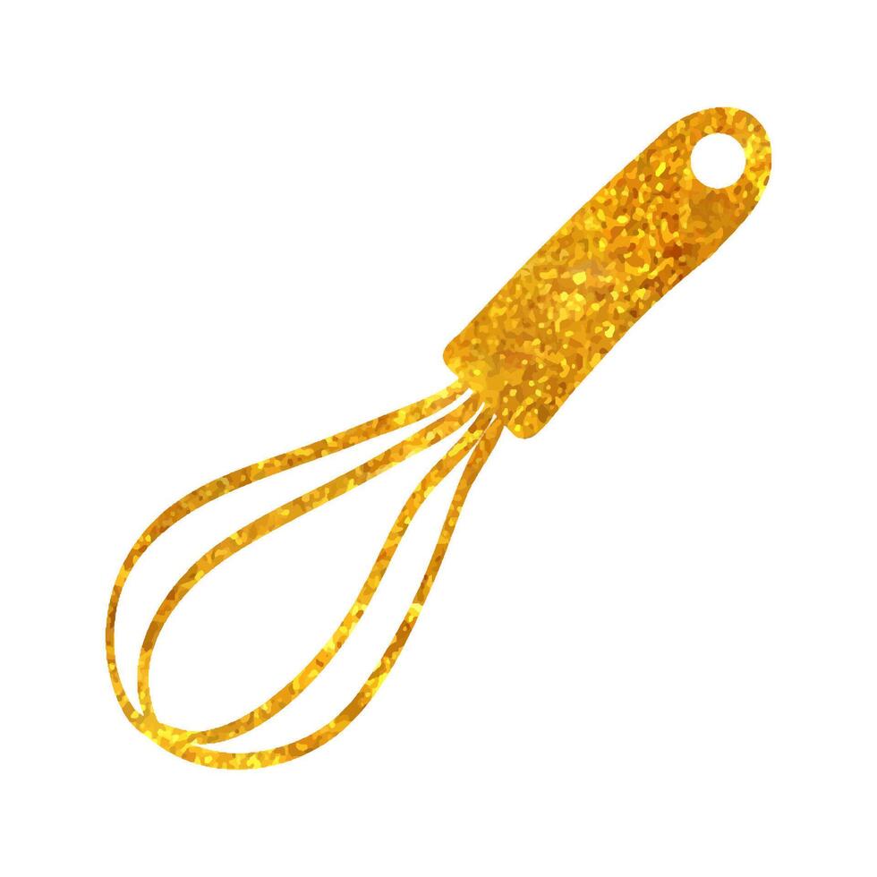 Hand drawn Eggbeater icon in gold foil texture vector illustration