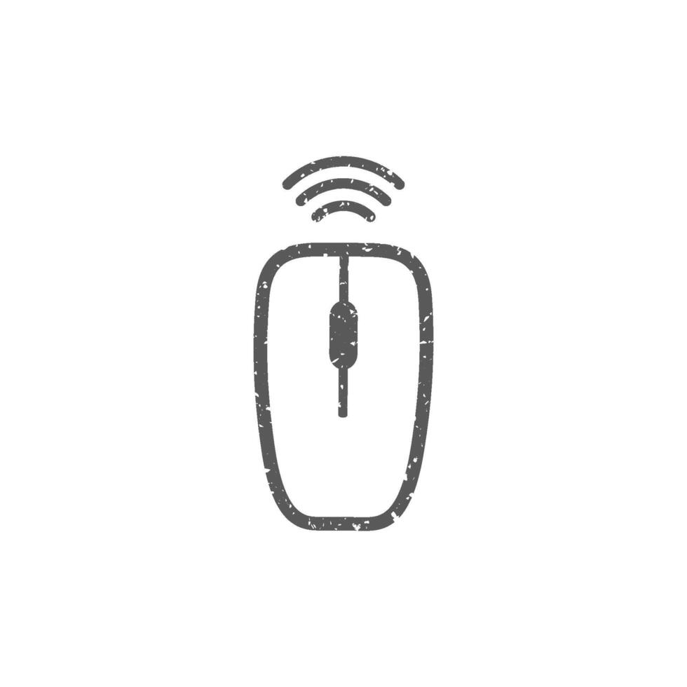 Computer mouse icon in grunge texture vector illustration