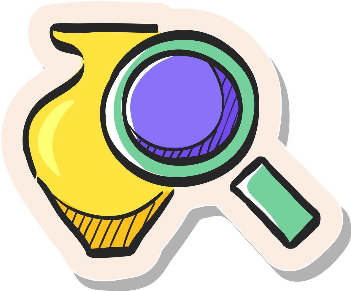Hand drawn Vase and magnifier icon in sticker style vector illustration