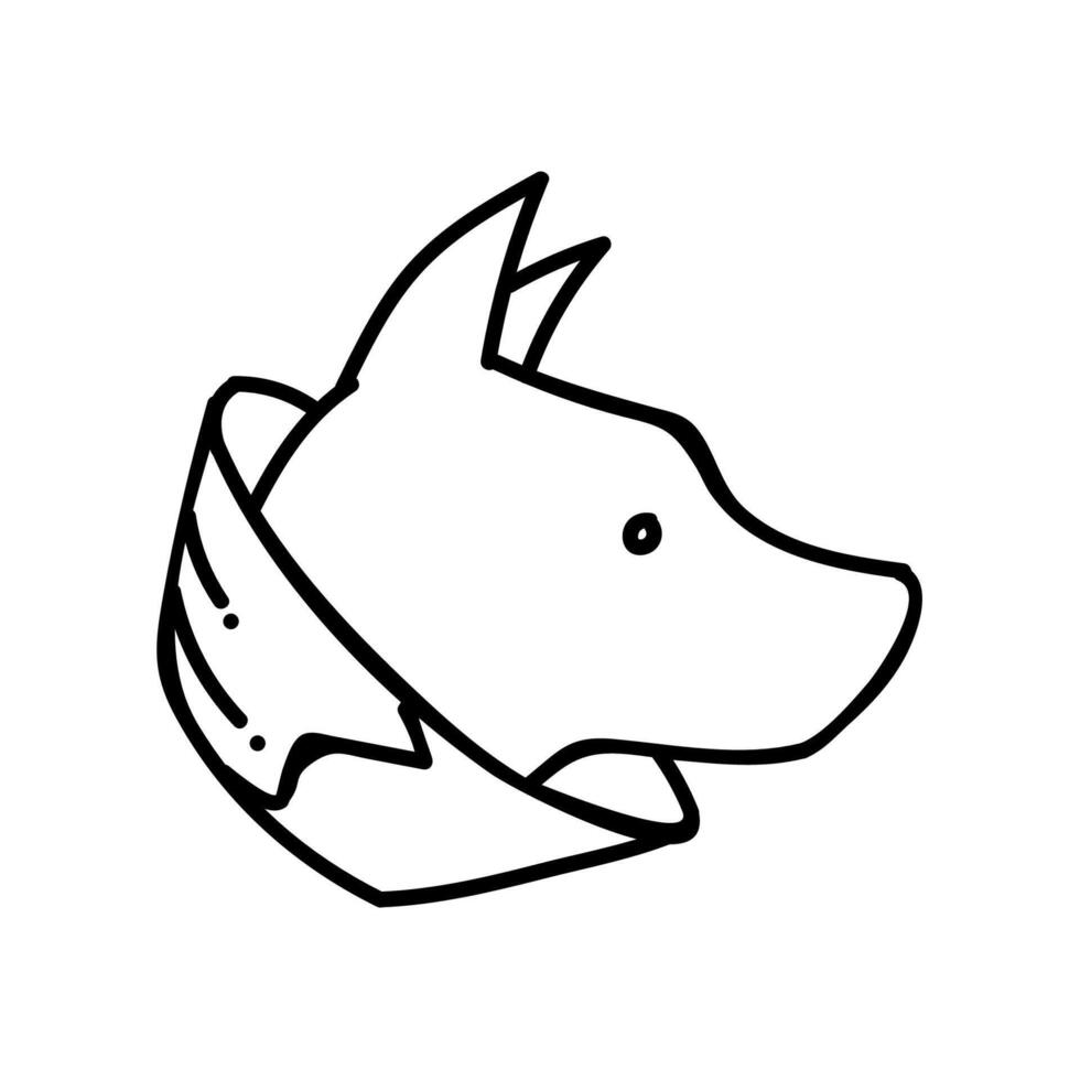 Sick dog icon. Hand drawn vector illustration. Editable line stroke.