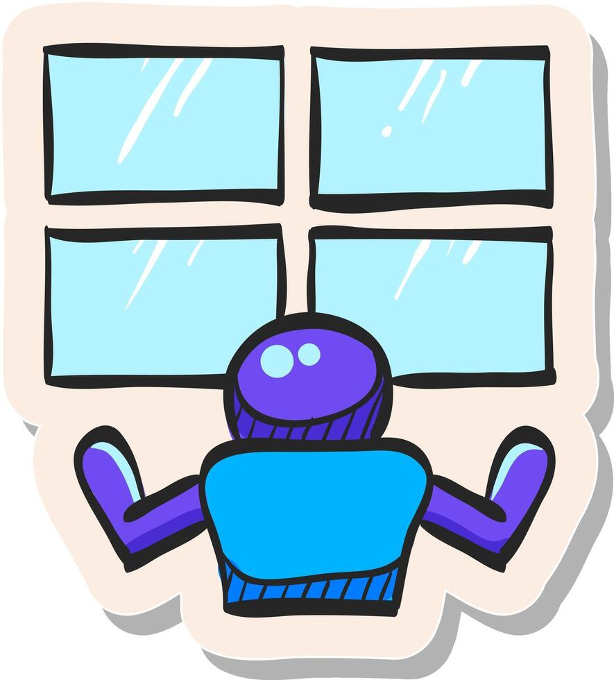 Hand drawn sticker style icon Surveillance room vector