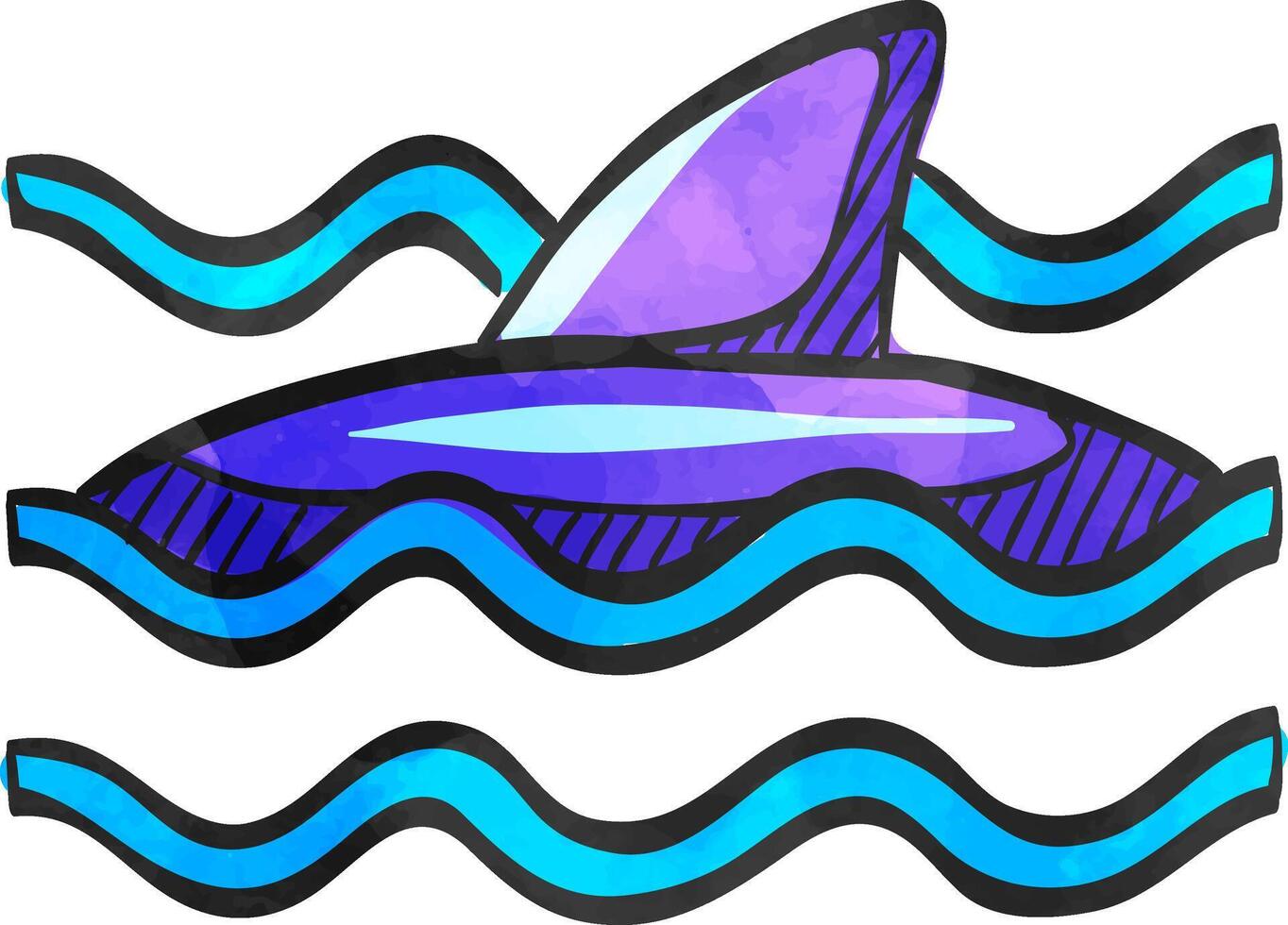Shark icon in watercolor style. vector