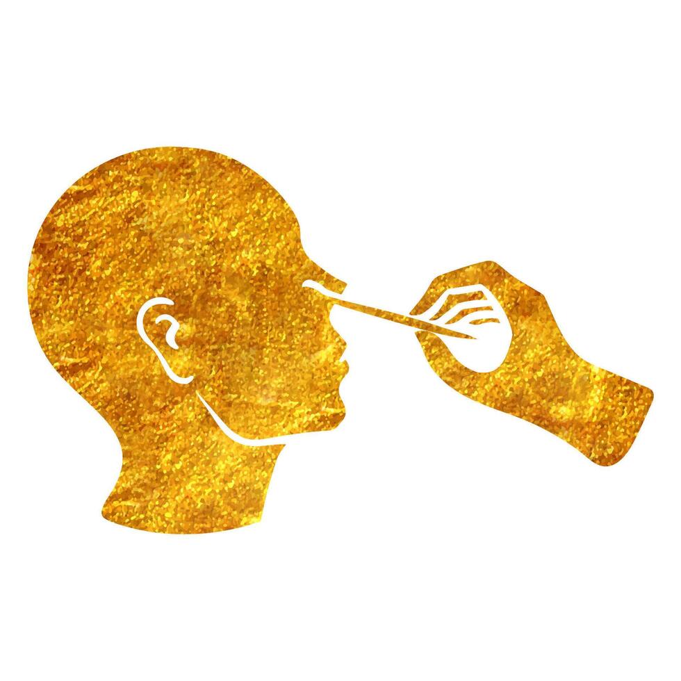Hand drawn gold foil texture swab test vector illustration