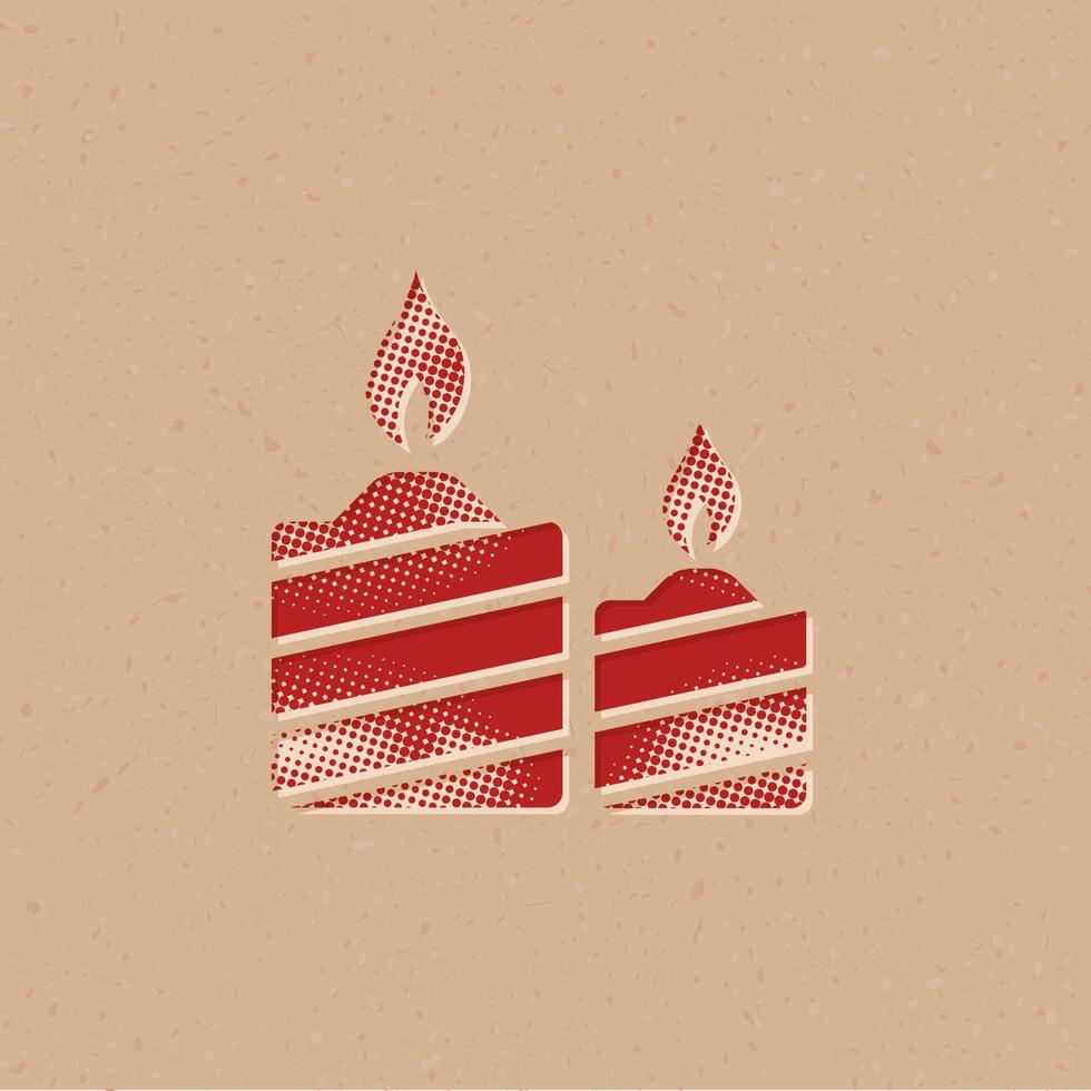 Candles halftone style icon with grunge background vector illustration