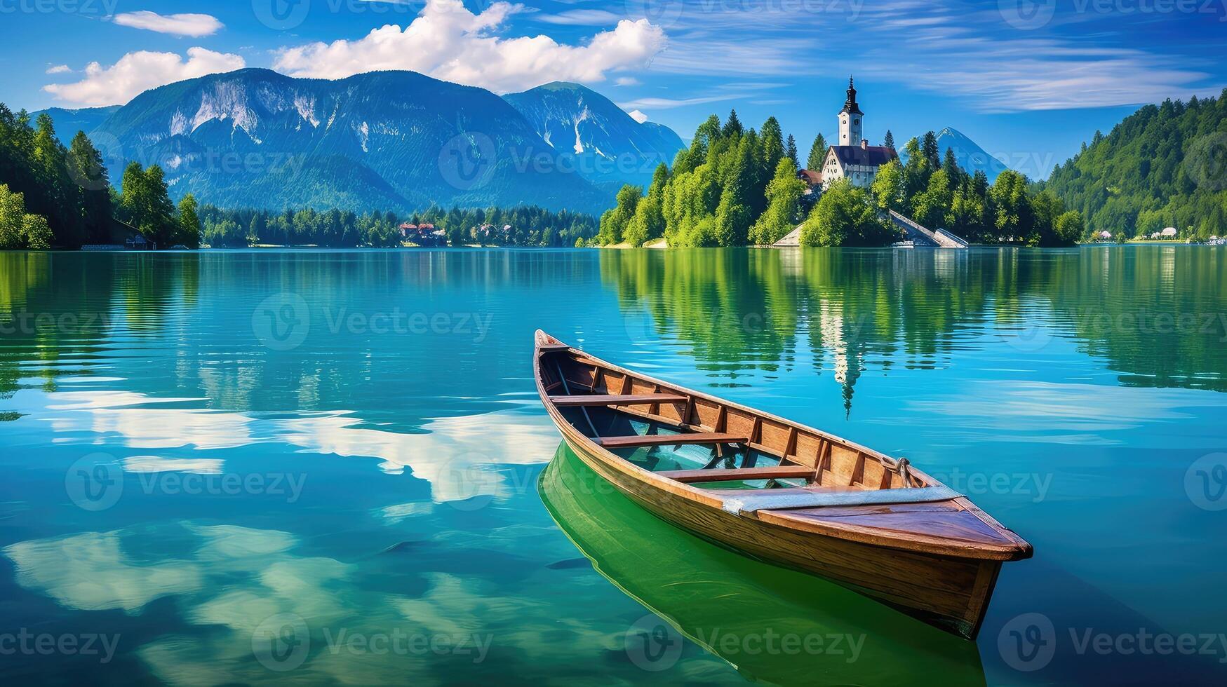 AI generated serene lake landscape ai generated photo