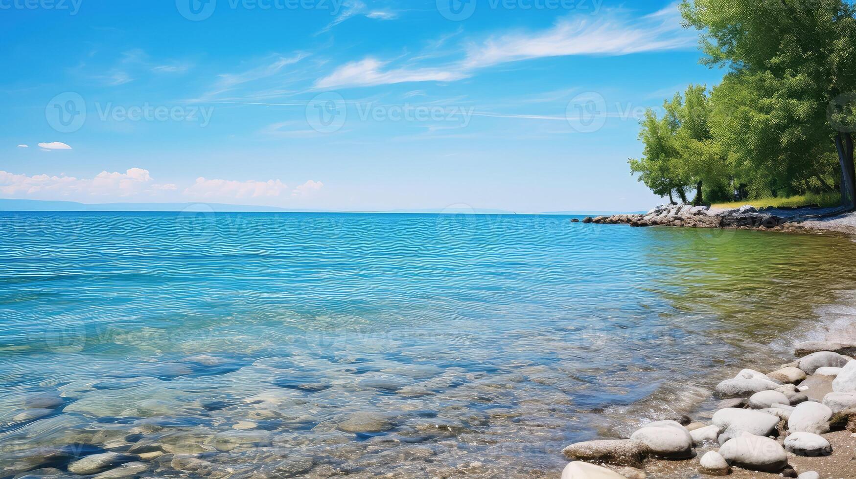 AI generated serene lake natural landscape ai generated photo