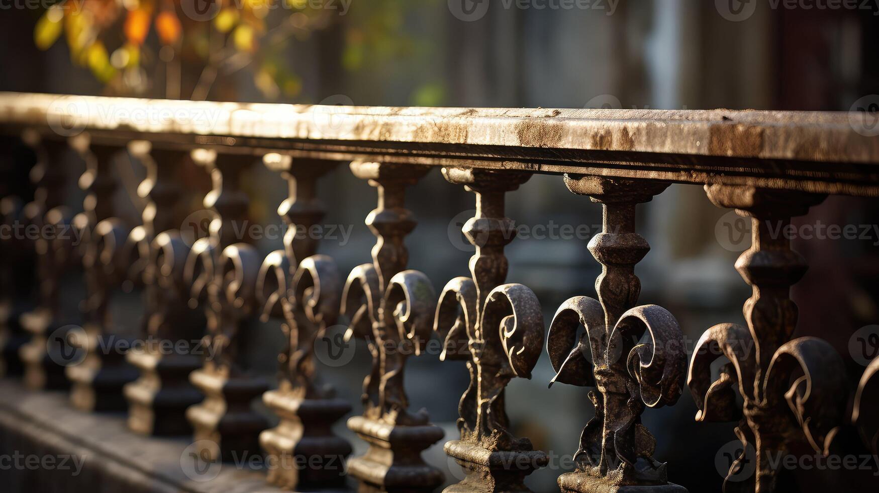 AI generated metal iron railings ai generated photo