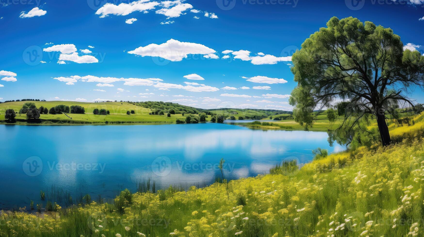 ai generado al aire libre norte Dakota lago ai generado foto