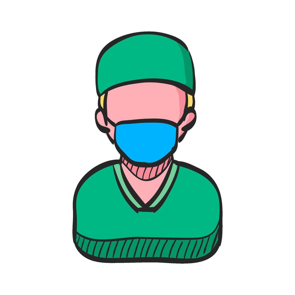 Surgeon icon in hand drawn color vector illustration