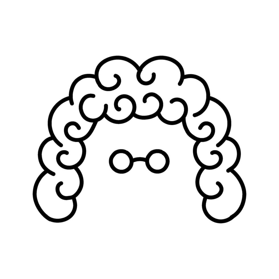 Judge hair and eyeglasses icon. Hand drawn vector illustration. Editable line stroke.