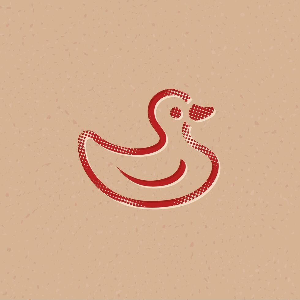 Rubber duck halftone style icon with grunge background vector illustration